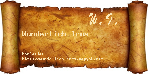 Wunderlich Irma névjegykártya
